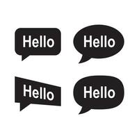 Set of Hello speech bubble or dialogue balloon isolated vector illustration.