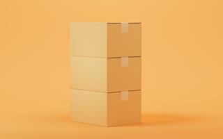 Cartons stacked together, 3d rendering. photo