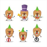 dibujos animados personaje de rebanada de zapote con varios circo muestra vector