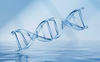 DNA with water surface background, 3d rendering. photo