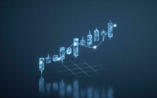 Bar graph with growth trend, 3d rendering. photo