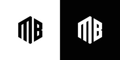 Letter M B Polygon, Hexagonal Minimal and Trendy Professional Logo Design On Black And White Background vector