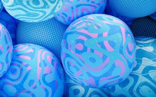Soft balls with wave pattern, 3d rendering. photo