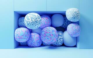 Soft balls with wave pattern, 3d rendering. photo