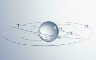 Transparent ball with rings surrounded, 3d rendering. photo