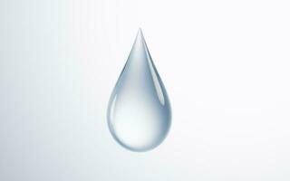 Transparent water drop with white background, 3d rendering. photo