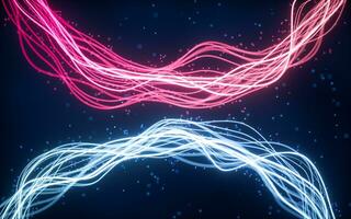 Abstract wave gradient curves and particles, 3d rendering. photo