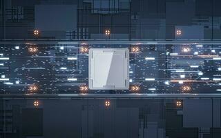 Circuit board and electrical chip core, 3d rendering. photo