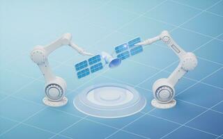 Mechanical arm with intelligent manufacturing concept, 3d rendering. photo
