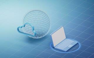 Cloud computing and virtual data sphere, 3d rendering. photo