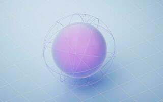 Cartoon planet sphere with lines surrounding, 3d rendering. photo