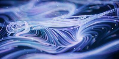 Wave particles lines with swirling pattern, 3d rendering. photo