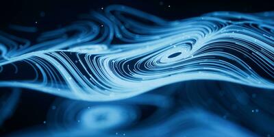 Wave particles lines with swirling pattern, 3d rendering. photo