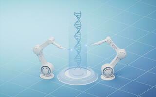 Mechanical arm with biomedical concept, 3d rendering. photo