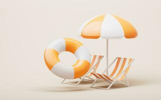 Beach umbrellas and resort theme, 3d rendering. photo