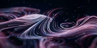 Wave particles lines with swirling pattern, 3d rendering. photo