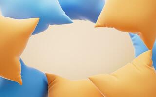 Soft and inflatable throw pillows, 3d rendering. photo