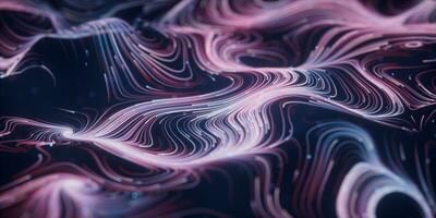 Wave particles lines with swirling pattern, 3d rendering. photo