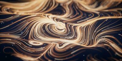 Wave particles lines with swirling pattern, 3d rendering. photo