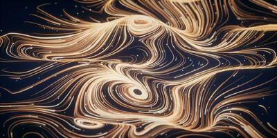 Wave particles lines with swirling pattern, 3d rendering. photo