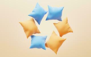 Soft and inflatable throw pillows, 3d rendering. photo