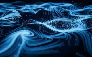 Wave particles lines with swirling pattern, 3d rendering. photo