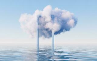 Cloud and water surface, 3d rendering. photo