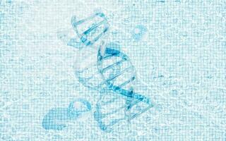 DNA with water surface background, 3d rendering. photo