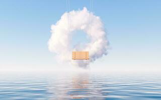 Cloud and swing, 3d rendering. photo