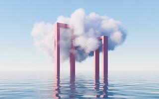 Cloud and water surface, 3d rendering. photo