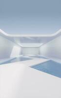 Empty room with water inside, 3d rendering. photo