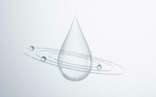 Transparent water drop with white background, 3d rendering. photo