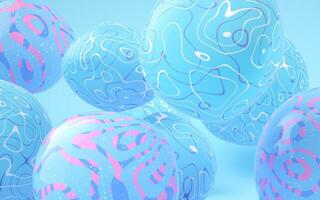 Soft balls with wave pattern, 3d rendering. photo