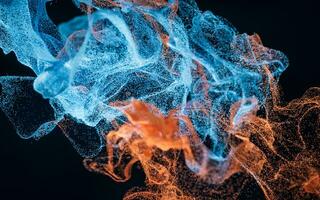 Abstract wave particles, diffuse powder, 3d rendering. photo