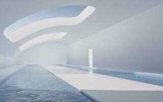 Empty room with water inside, 3d rendering. photo