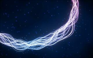 Abstract wave gradient curves and particles, 3d rendering. photo