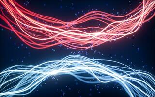 Abstract wave gradient curves and particles, 3d rendering. photo
