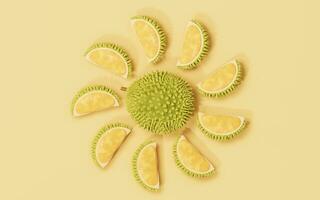 The fruit durian, delicious fruit, 3d rendering. photo