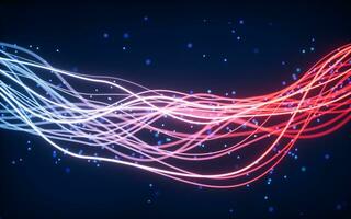 Abstract wave gradient curves and particles, 3d rendering. photo