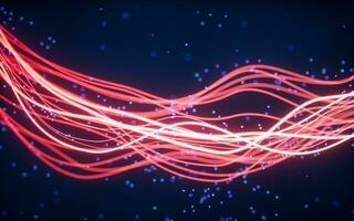 Abstract wave gradient curves and particles, 3d rendering. photo