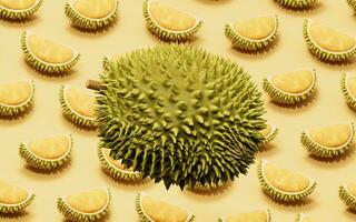 The fruit durian, delicious fruit, 3d rendering. photo