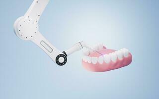Mechanical arm with white background, 3d rendering. photo