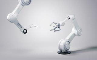 Mechanical arm with white background, 3d rendering. photo