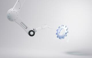 Mechanical arm with white background, 3d rendering. photo