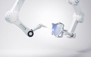 Mechanical arm with white background, 3d rendering. photo