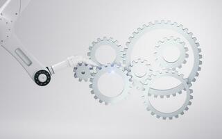 Mechanical arm with white background, 3d rendering. photo