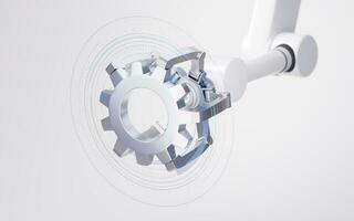 Mechanical arm with white background, 3d rendering. photo