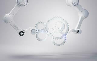 Mechanical arm with white background, 3d rendering. photo