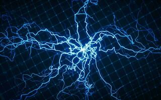 Blue lightning with dark background, 3d rendering. photo