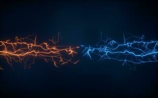 Blue lightning with dark background, 3d rendering. photo